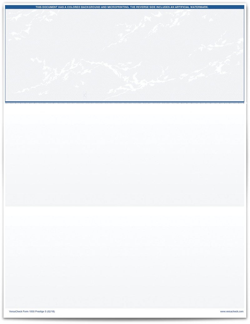 VersaCheck Secure Checks - 500 Blank Business Voucher Checks - Blue Prestige S - 500 Sheets Form #1000 - Check on Top - Image 2